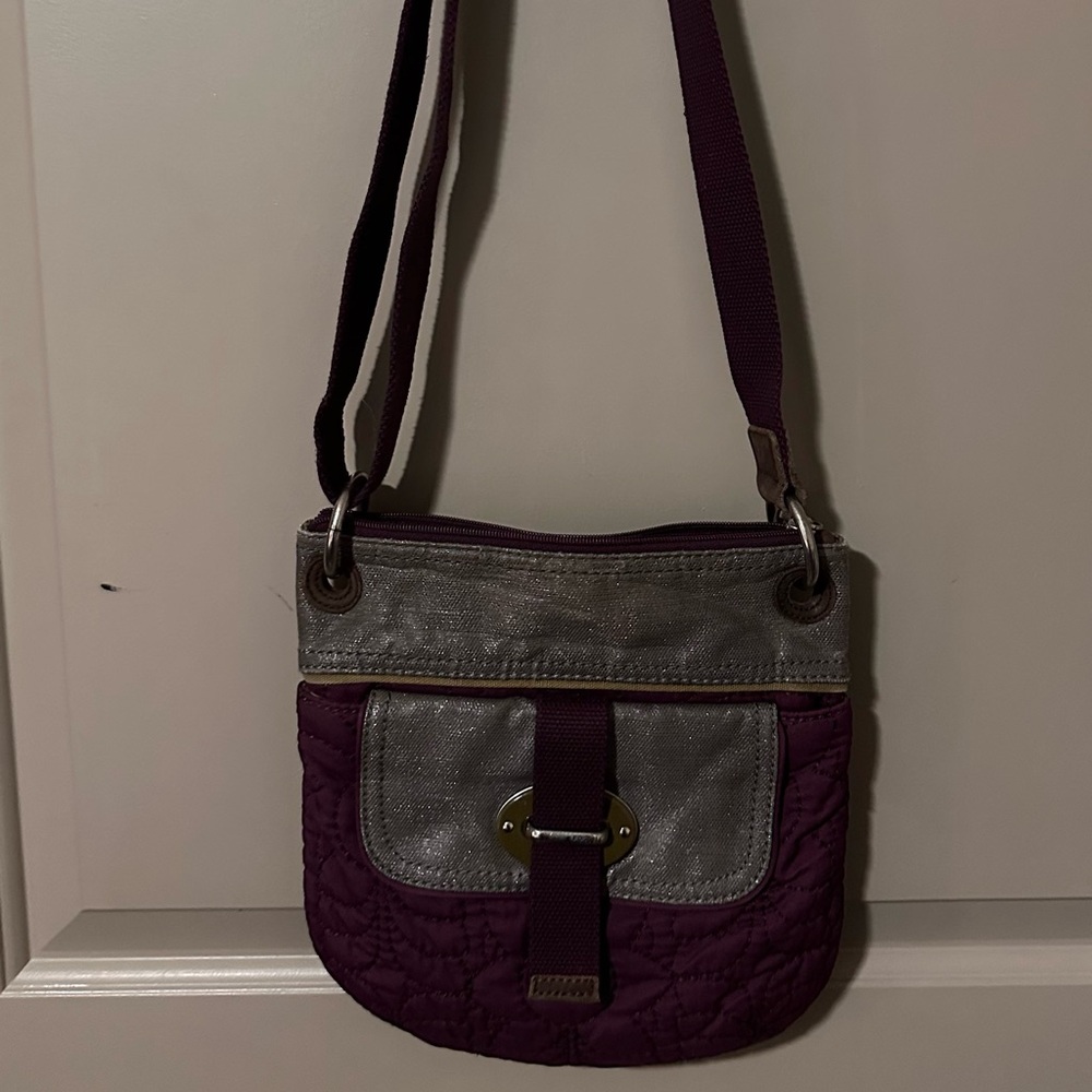 Fossil Key-Per Purple and Silver Crossbody Bag with Adjustable Strap - Picture 1 of 7